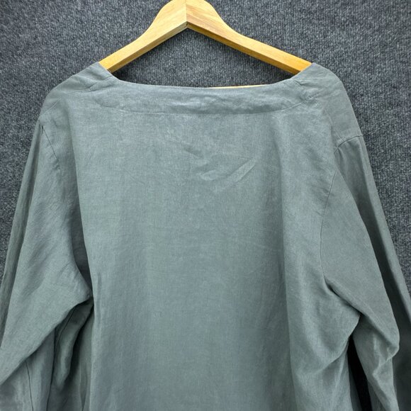Bed Threads Top Womens 3XL Green Pullover French Flax‎ Linen Lounge Boho - Picture 7 of 16